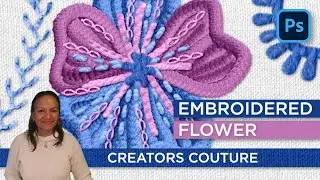 How to illustrate a realistic embroidered flower in Photoshop: NEW 3D thread brushes for Photoshop