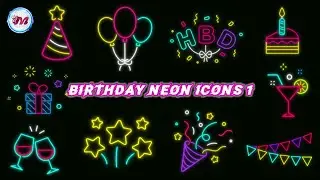 GREEN SCREEN BIRTHDAY NEON ICONS EFFECTS 1
