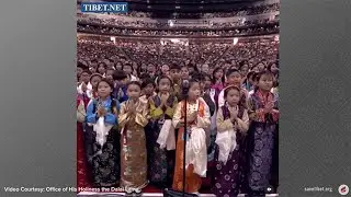 400 Tibetan children singing verses wishing His Holiness the 14th Dalai Lama to live long