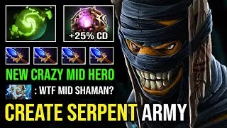 NEW CRAZY MID SHAMAN Serpent Ward Army 100% Perma Stun Lock with Skill Spam OC Refresher Dota 2