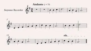 J.-B. Lully Song tempo 70  - video play-along for recorder