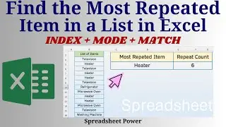 How to Find Most Repeated Item in a List in Excel