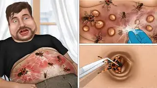 [ASMR] Help obese MrBeast remove spider from belly button | Remove Huge Navel Stone Animation