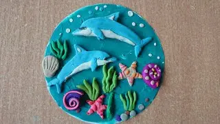 Урок лепки из пластилина, "Дельфины в море"