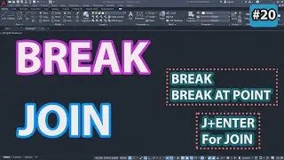 #20 How To Use Break And Join Command In Autocad | Beginner's Course | Cad Gizmo