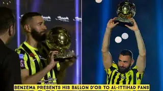 😍 Karim Benzema presents his Ballon d'Or to Al-Ittihad Fans 🟡⚫️