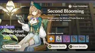 Second Blooming 3.4 Event, Free Lisa Skin/Outfit - Genshin Impact