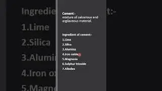Cement | Ingredient of cement | civil engineeing | civil series