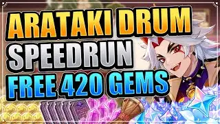 ARATAKI DRUM SPEEDRUN (FREE 420 PRIMOGEMS!) Genshin Impact Rhythm Game Lag Callibration Location YES