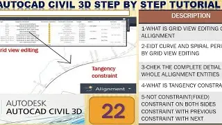 Grid view and tangency constraint of alignment civil3d