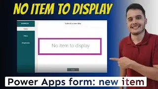NO ITEM TO DISPLAY message on Power Apps Forms when creating a new register. Blank app form screen.