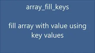 Array Fill Keys | PHP Array Function