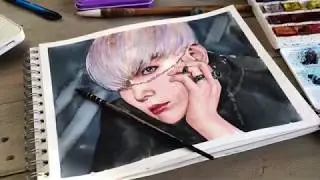 Exo Baekhyun watercolor drawing | OBSESSION