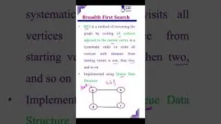 Breadth first search(bfs) #traversal #graphtraversal #bfs #cseguru #dfs #breadthfirstsearch #shorts