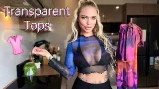 4K Colourful Transparent Tops Try On Haul With Bikini | EllieKarrx