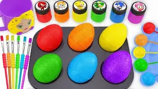 Satisfying Video l How i made Rainbow Lollipop Candy and Glossy Balls into Playdoh Cutting ASMR