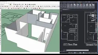 Sketchup tutorial import AutoCAD dwg plan to Sketchup make wall
