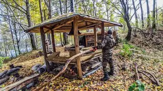 Землянка у озера. Лесной быт. Блюдо детства!!