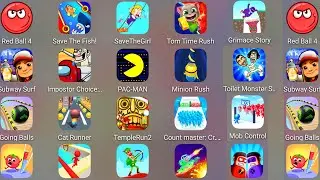 Count Master 3D,Subway Surf,Tom Time Rush,Cat Runner,PAC MAN,Fun Race 3D,Bowmasters,Save The Fish