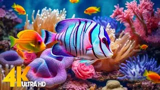 Aquarium 4K VIDEO (ULTRA HD) 🐠 Beautiful Coral Reef Fish - Relaxing Sleep Meditation Music