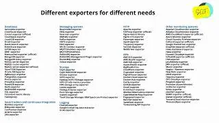 Different exporters for different needs