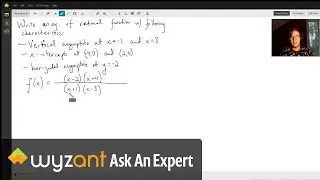 Write an equation of a rational function with the following characteristics