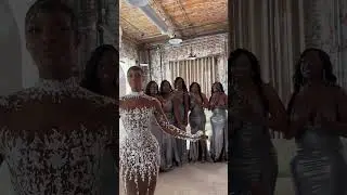 bridesmaids first look: finefitfitness custom wedding dress reveal