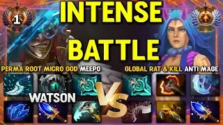 INTENSE HARD CARRY BATTLE | Perma Root Micro GOD Watson Meepo Vs. Global Rat & Kill Anti Mage DotA 2