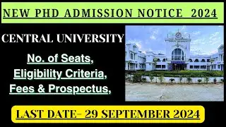 New PhD Admission Notification 2024 |  central/state/govt./pvt university phd admission 2024 | #phd