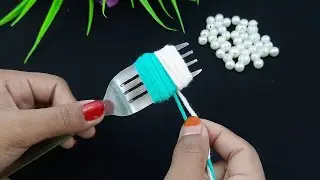 It's so Beautiful !! Super easy flower making with fork and yarn - Flower decor idea