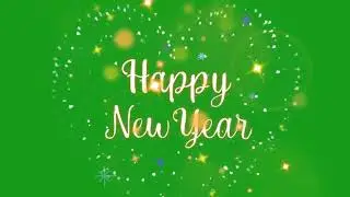 Happy New Year wishes with stars in heart shape | Green Screen Library