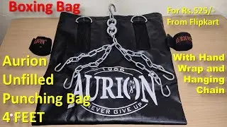 Unboxing Aurion Unfilled Punching Bag 4 FEET With Hand Wrap and Hanging Chain - L*W 48*18 inch