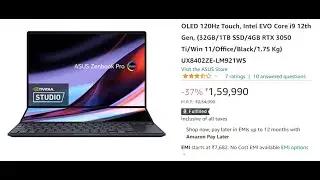 ASUS Zenbook Pro 14 Duo OLED 120Hz Touch, Intel EVO Core i9 12th Gen, (32GB/1TB SSD/4GB RTX 3050