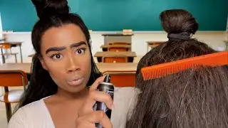 ASMR Chav Girl Does Your Hair in The Back Of The Class 💆‍♀️🇬🇧 ASMR Hair Play