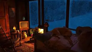 Cozy Winter Cabin - Snowstorm, Fireplace, Howling Wind Sounds for Sleep & Relaxation