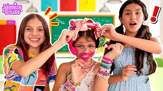 Jéssica Ajuda Sua amiga com o cabelo maluco para ir para escola-Histórias para crianças