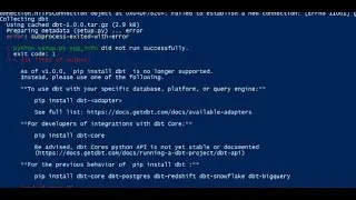 DBT error | pip install dbt installation error  | dbt-snowflake error | subprocess-exited-with-error