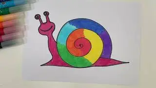How to draw a snail. We draw a snail. Rainbow. We learn colors.