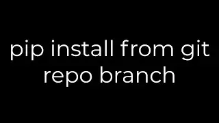 Python :pip install from git repo branch(5solution)