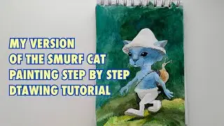 My version of the smurf cat. How to draw smurf cat. Smurf cat painting. Drawing tutorial.