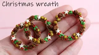 Christmas wreath for dolls🎅. Polymer clay. Tutorial. DIY. Пряничный венок на Рождество для кукол.