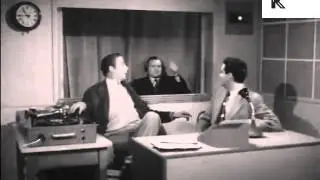 1950s UK Radio Station, Disk Jockey, DJ Plays Records