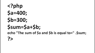 sum of two number by using php language || php language || sum of two numbers