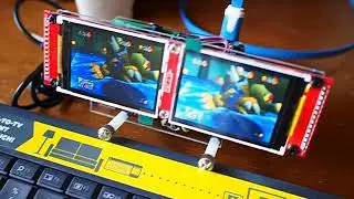 Raspberry Pi in dual screen - running Retropie SNES N64 Super Mario dual ili9341