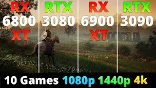 RX 6800 XT vs RTX 3080 vs RX 6900 XT vs RTX 3090 - Performance Comparison 10 Games 1080p 1440p 4k