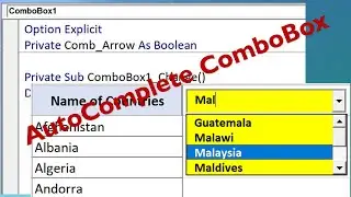 Excel VBA ComBox Box with AutoComplete Search - Excel VBA Searchable Combox - Code Included