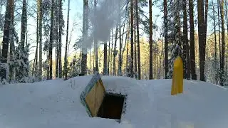 Warming up in My UNDERGROUND HOUSE after a WINTER STORM. Outside -20°C inside +30°C.