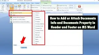 How to Add or Attach Documents Info and Documents Property in Header and Footer on MS Word