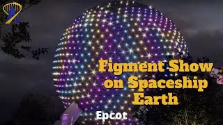 Figment “One Little Spark” Spaceship Earth Light Show at Epcot for 2023 Festival of the Arts