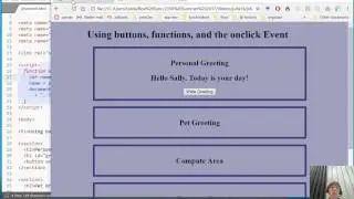 LA 18 JavaScript 2; Using buttons, functions and the onclick Event